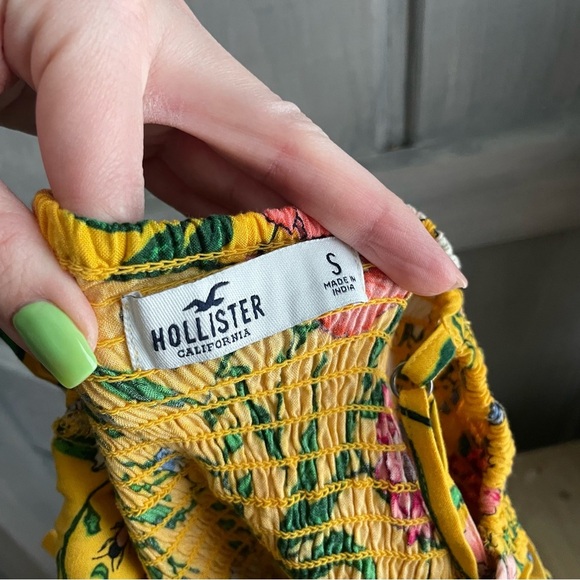 Hollister High Low Yellow Floral Garden butterflies bees Small Easter summer - Picture 8 of 10